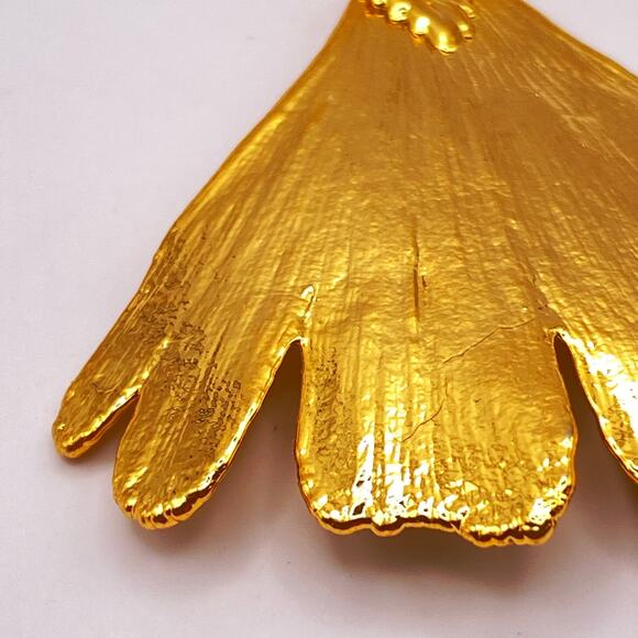 10K Gold Dipped Ginkgo Leaf Pendant - Picture 8 of 11